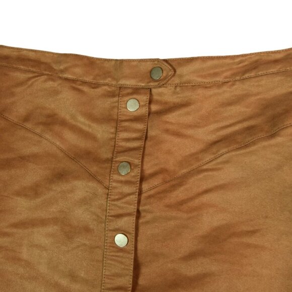 H&M Women’s US 12 Brown Faux Suede Snap Front Mini Skirt 70s Y2K Retro Boho - Picture 3 of 6
